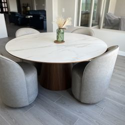 Kira Swivel Faux Leather Dining Chairs