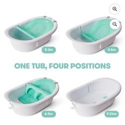 Frida Baby 4 in 1 Grow with Me Baby Bathtub for Newborn to Toddler, White, Rigid Baby Bath, Unisex