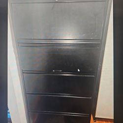 Metal thirty six inch wide by sixty eight inches.High file cabinet with slide Out counter