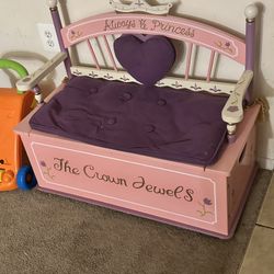 Beautiful Kids Princess Wooden Bench With Storage 