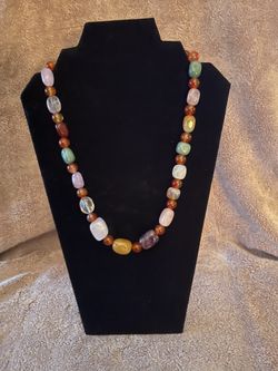 Necklace, multi gemstone