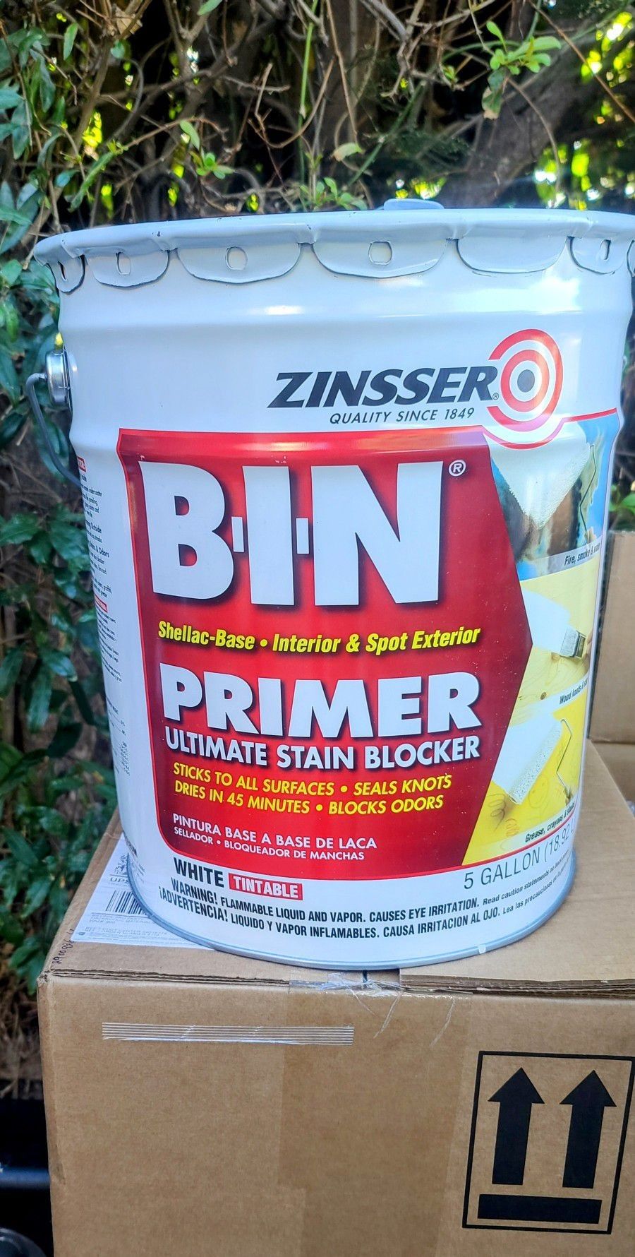 Zinsser 5 gallon BIN Shellac Based White Blanco Interior Primer & Sealer (Firm, Fijo, New)