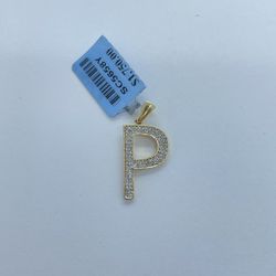 New 10k Solid Gold Diamond Letter P Pendant 