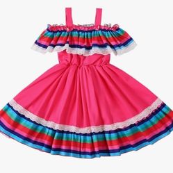 Girls Mexican Dress Cinco de Mayo Dress Mexican Traditional Fiesta Dress size 5 to 6