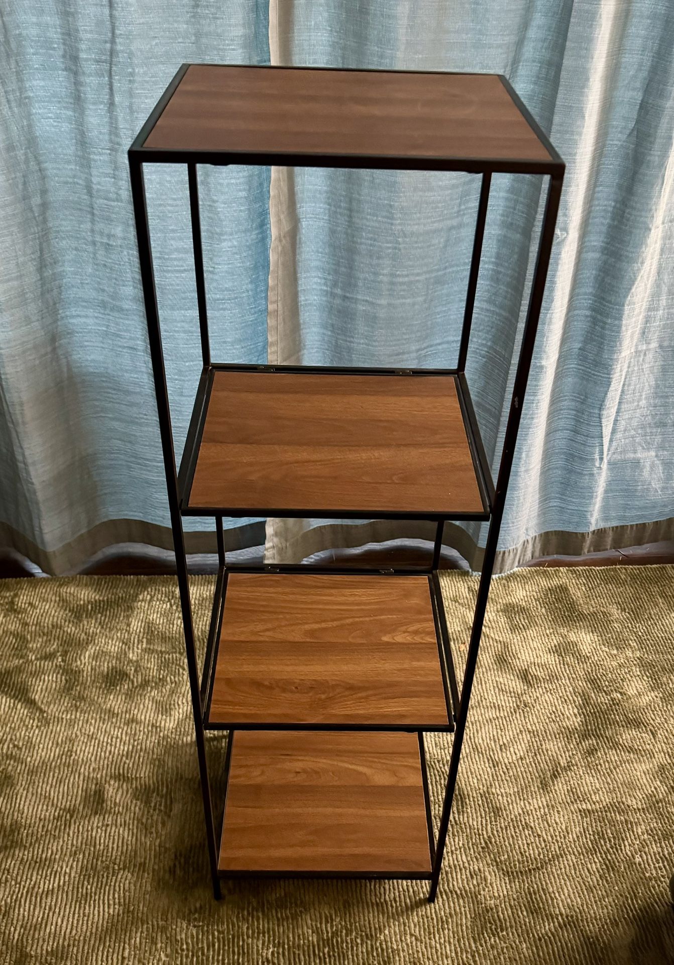 Lightweight Adjustable Black Metal & Dark Wood Shelf