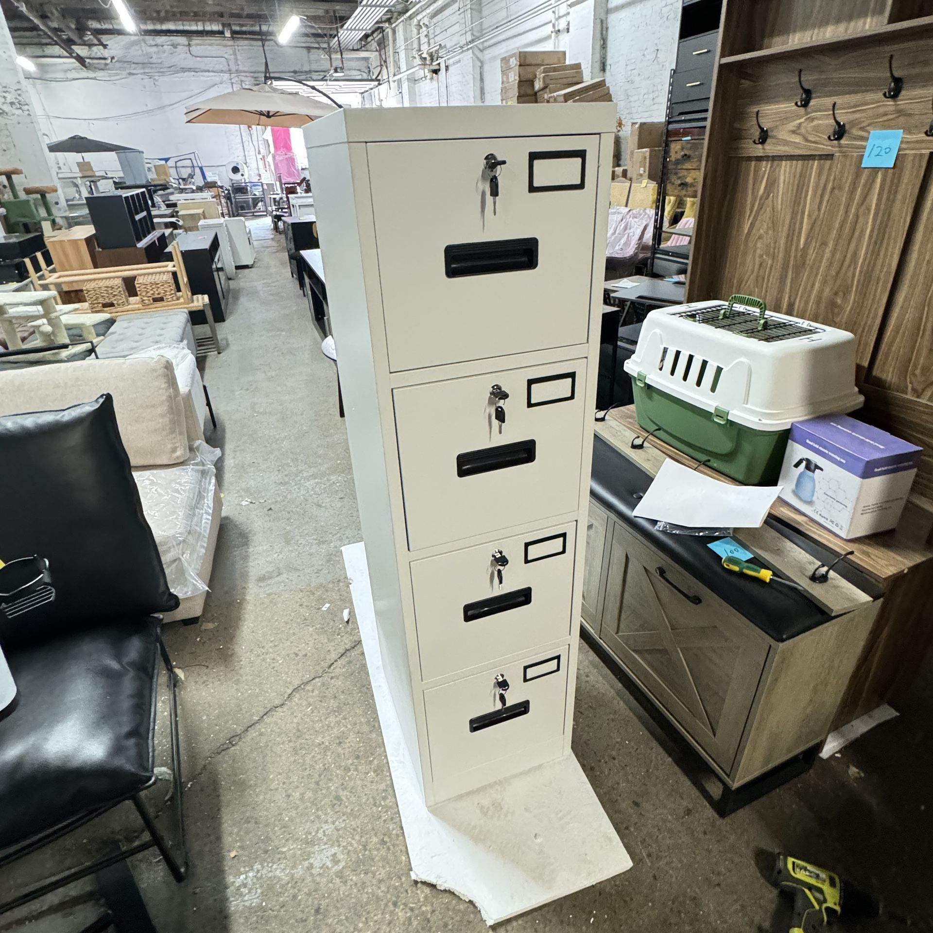 Metal Vertical File Storage Cabinet with 4 Drawer and 4 Lock,Office Home File Cabinet with Name Card Holder for A4 Letter/Legal Size, 14.96" W x 17.72