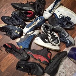 Size 11 Mens Used Shoes Jordan's, UA, and A Pair Of Tims