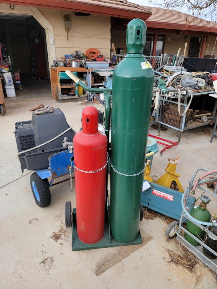 Oxygen And Acetylene Tanks And Cart for Sale in Hesperia, CA - OfferUp