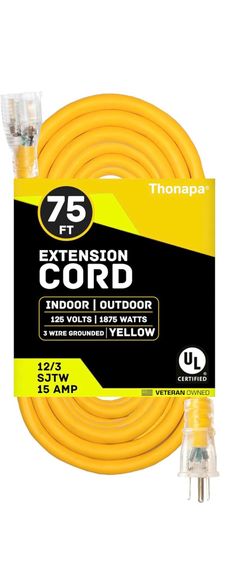 12/3 75’ Extension cords