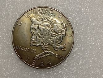 USA Hobo Nickel 1924 Peace Dollar Skull Zombie Skeleton Coin