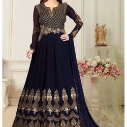 Treadmalls Blue Embroidered Anarkali Kurta Bottom & Dupatta Set, XXL *BRAND NEW*