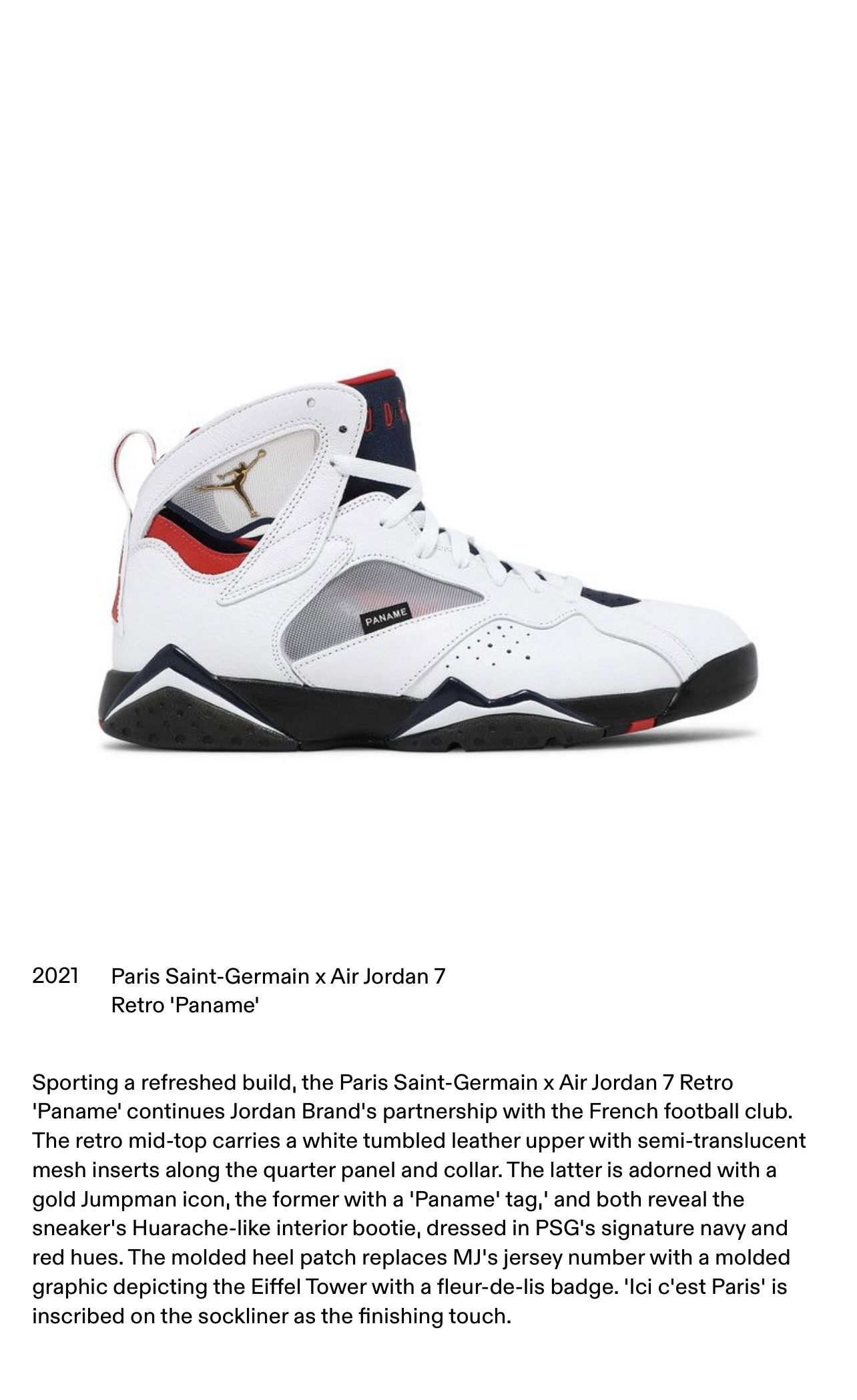 Paris Saint Germain x Air Jordan 7 Retro  display picture 2
