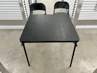 Black Square Folding Card Table with 2 chairs