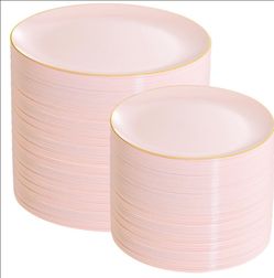 Pink plastic plates (200 pack)