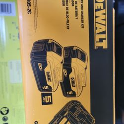 DEWALT 20VMAX 2 BATTERIES 5.0AH NEW AND CHARGER NEW 