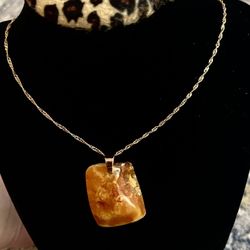 (Mother’s Day Gift) Natural European Baltic Amber Pendant & 925 Sterling Silver 