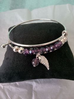 Avon Purple Peace Beaded Bangle Bracelet