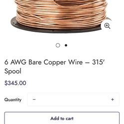 Bare copper wire 315’ Spool 