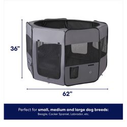 Frisco Soft-Sided Dog, Cat & Small Pet Exercise Playpen, 62-in L x 62-in W x 32-in H