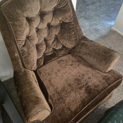 Velvet Style Armchair With Mismatched Ottoman