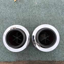Pair of Red Universal Cone Air Filters - High Performance