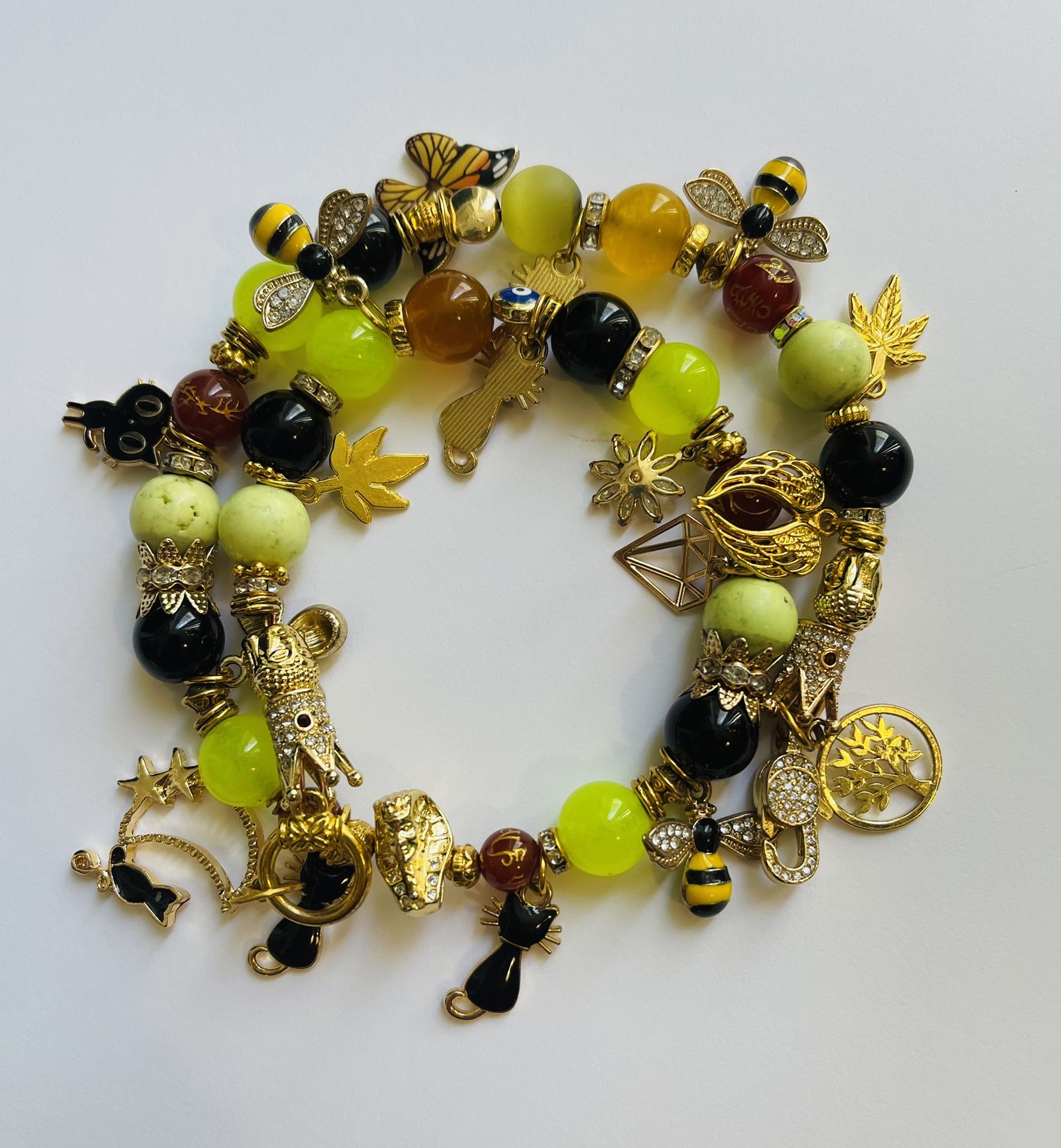 Amazing Sale! Exotic Gemstone Tibetan Style  Wrap Bracelet with Charms