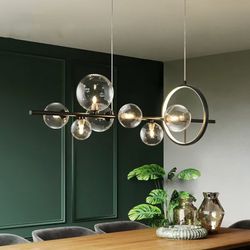  Minimalist 7-Light  Kitchen Island Light In Black 