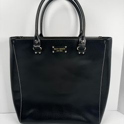 Kate Spade Wellesley Queen Boarskin Large Black Leather Tote Bag