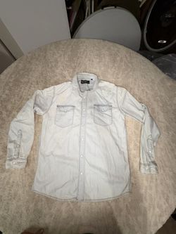 The Kooples Distressed Denim Snap Shirt – Size Small