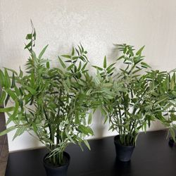 IKEA Fejka Green Bamboo Brush in Pot Artificial Plant Home Decor Set of 2 