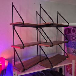Two 3-tier Floating Wall Shelves