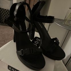 Black Buckle Heels
