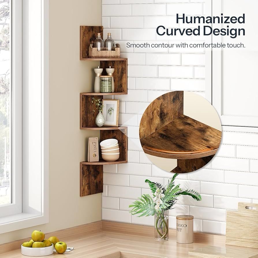 4-Tier Corner Shelves, Floating Corner Shelf,Wall Organizer Storage,Wall Mount Shelves for Bedrooms, Bathroom Shelves,Kitchen,Offices,Living 