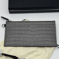 MONTBLANC SELECTION GREY LEATHER 8CC HOLDER WALLET POUCH NEW 100% GENUINE ~$665