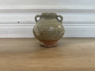Chinese Sung Dyn Earthenware Mini Jar 2&3/4 In 2ear Handles, Coil Made 