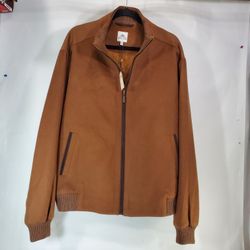 New Peter Millar Men's XL Bomber Full Zipper Jacket Brown Wool Cashmere Pockets