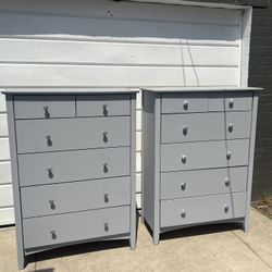 Two Charming Wooden Dressers with Unique Hardware