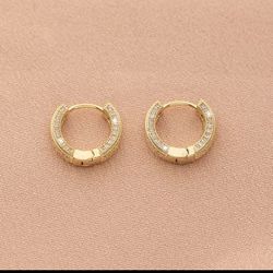 Gold Plated Huggie Crystal Earrings