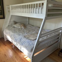 White Bunk Bed:  Twin Over Full; Good Condition
