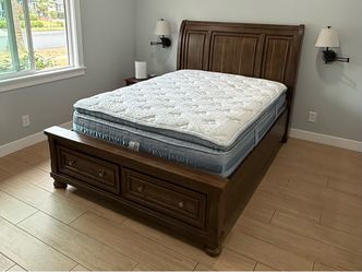 Queen Sleigh Bed Frame with Storage Drawers