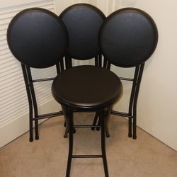 Black Stol Set ...a Set Of Two Or Four Your Choice Black Metal and Vinyl Stools 