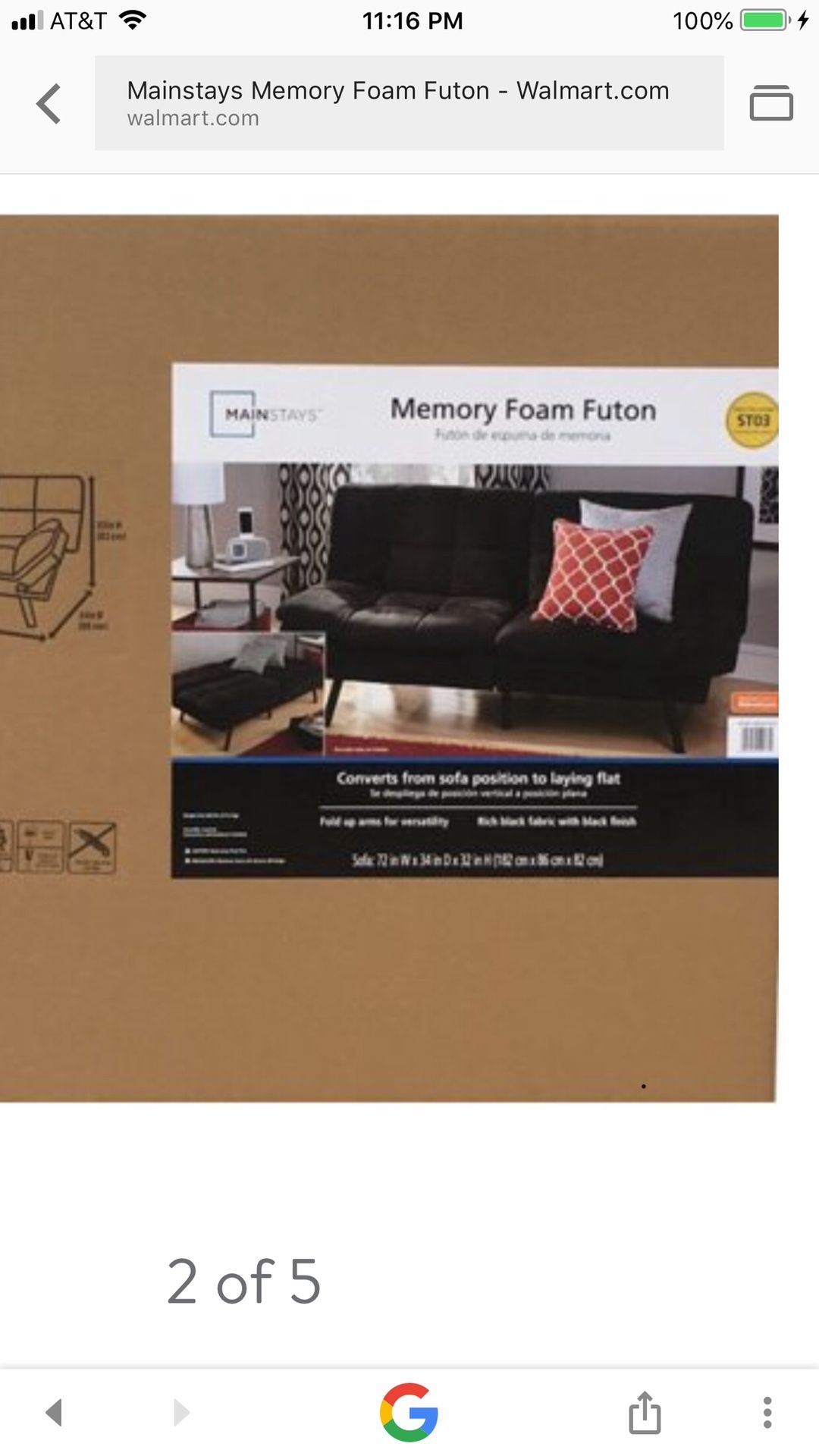 FUTON Brand new Mainstay Memory Foam Futon in the box let s out