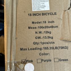 Bicycle 18 Inch New