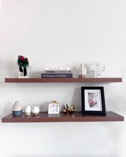 Floating Shelves for Wall,9.3" Deep Walnut Long Floating Shelves Set of 2,Large Display Shelf & Storage Shelf,
