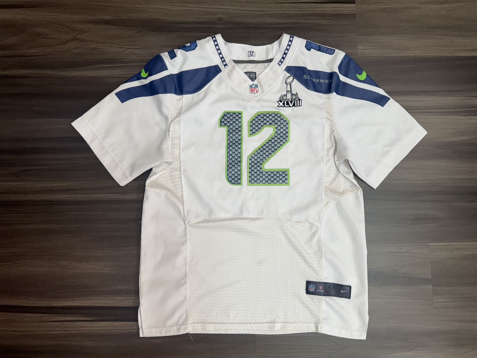 Nike Seattle Seahawks #12 Fan 12th Man Super Bowl XLVIII Sewn Jersey Men's 48 XL