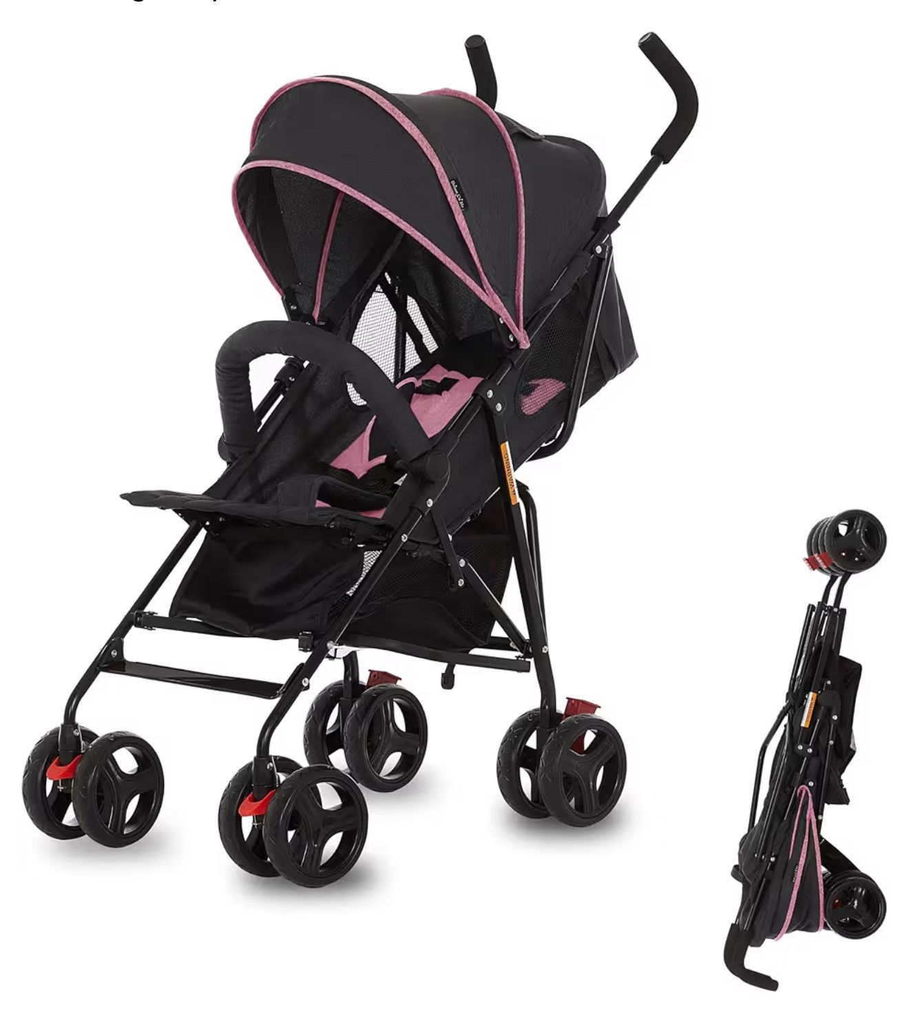 Dream On Me Vista Moonwalk Baby Stroller in Pink, Lightweight Infant Stroller with Compact Fold, Multi-Position Recline Umbrella Stroller with Canopy,