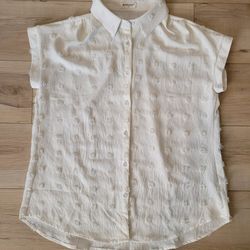 Bothenial White Textured Button-Up Shirt - Size S