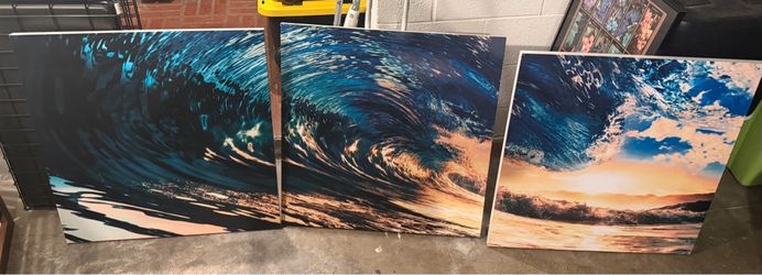 Ocean Wave Canvas Wall Art Prints – Set of 3