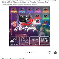 4th Of July Neon Hanging Sign