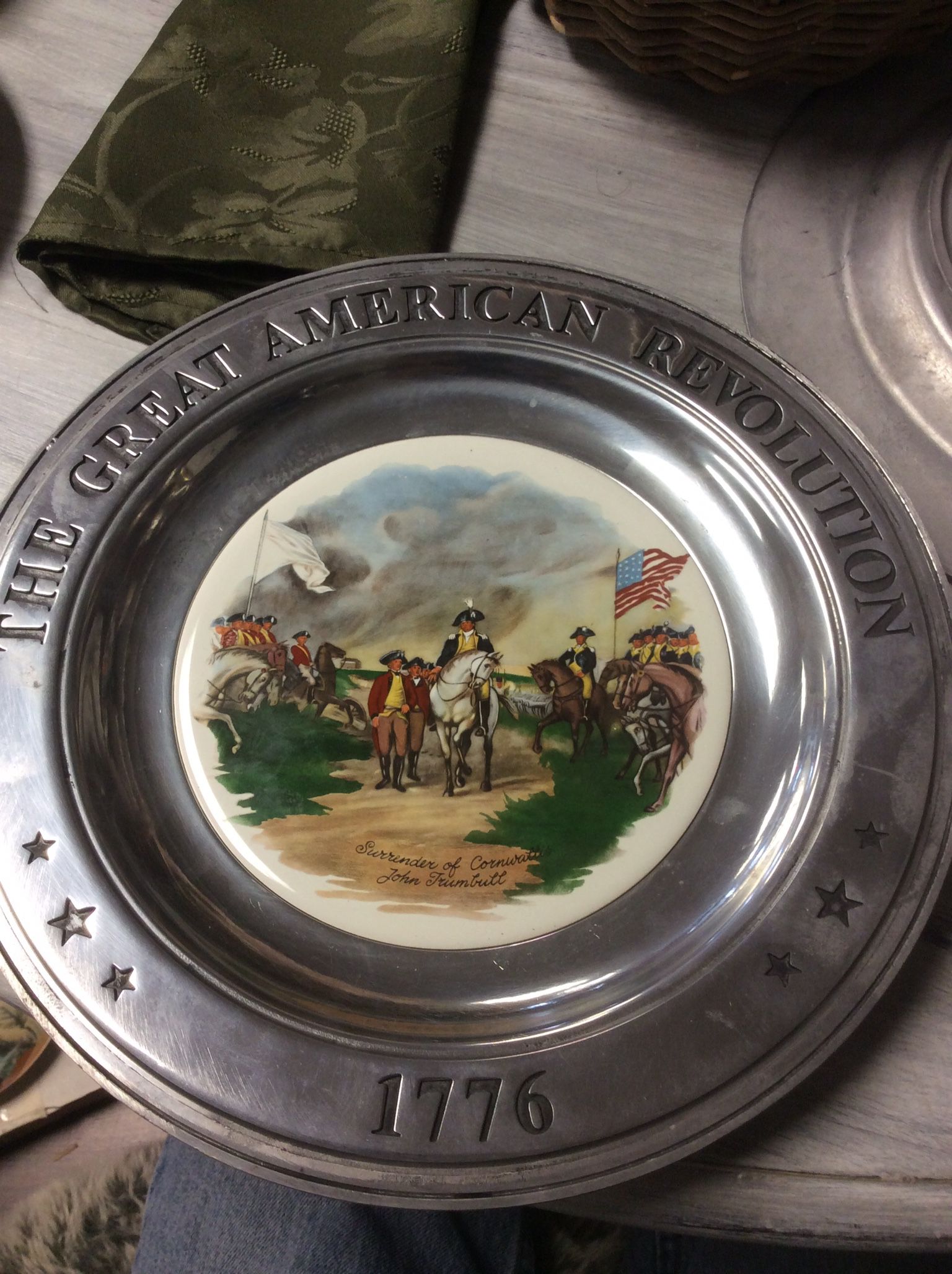 The Great American Revolution 1776 “Surrender Of Cornwall” John Trumbull Pewter Plate